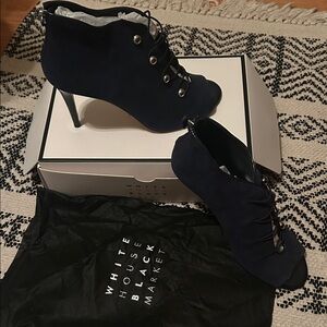 White House Black Market Dark Blue Heeled Boots